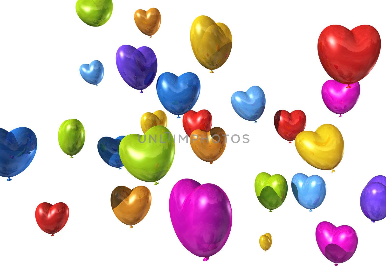 colored heart shaped balloons isolated on white by daboost