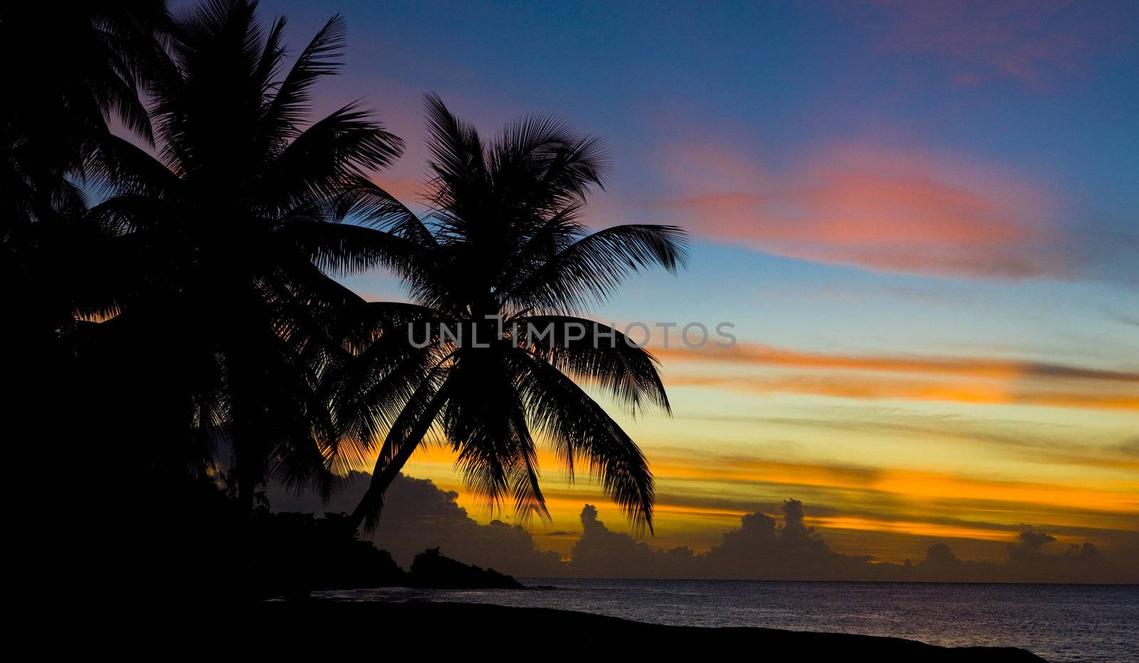 sunset over Caribbean Sea, Turtle Beach, Tobago