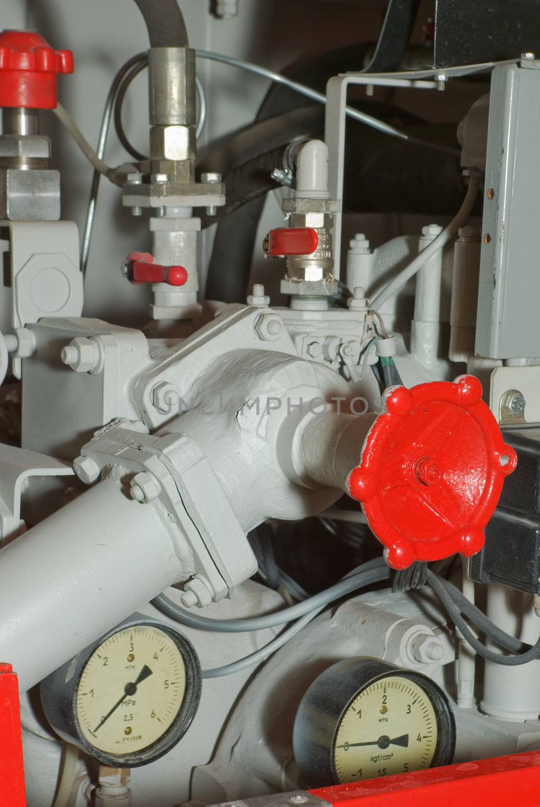 Complex pumping and valve controls on a pumper firetruck.