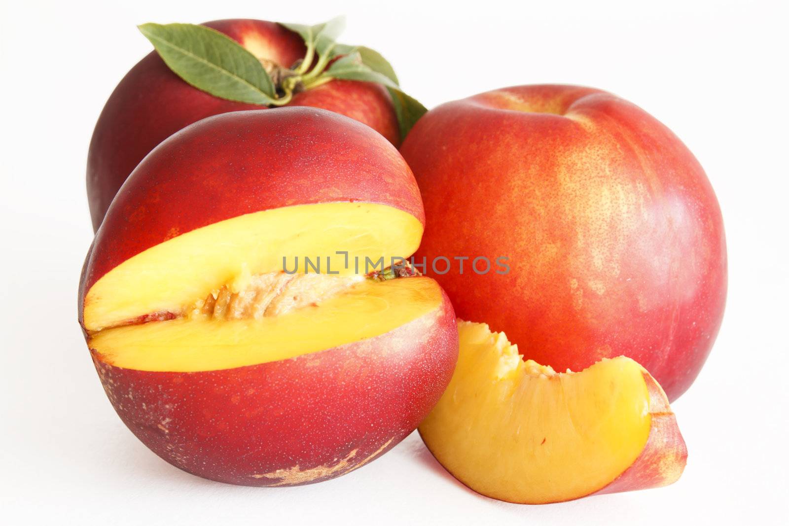 a slice of nectarine on withe background