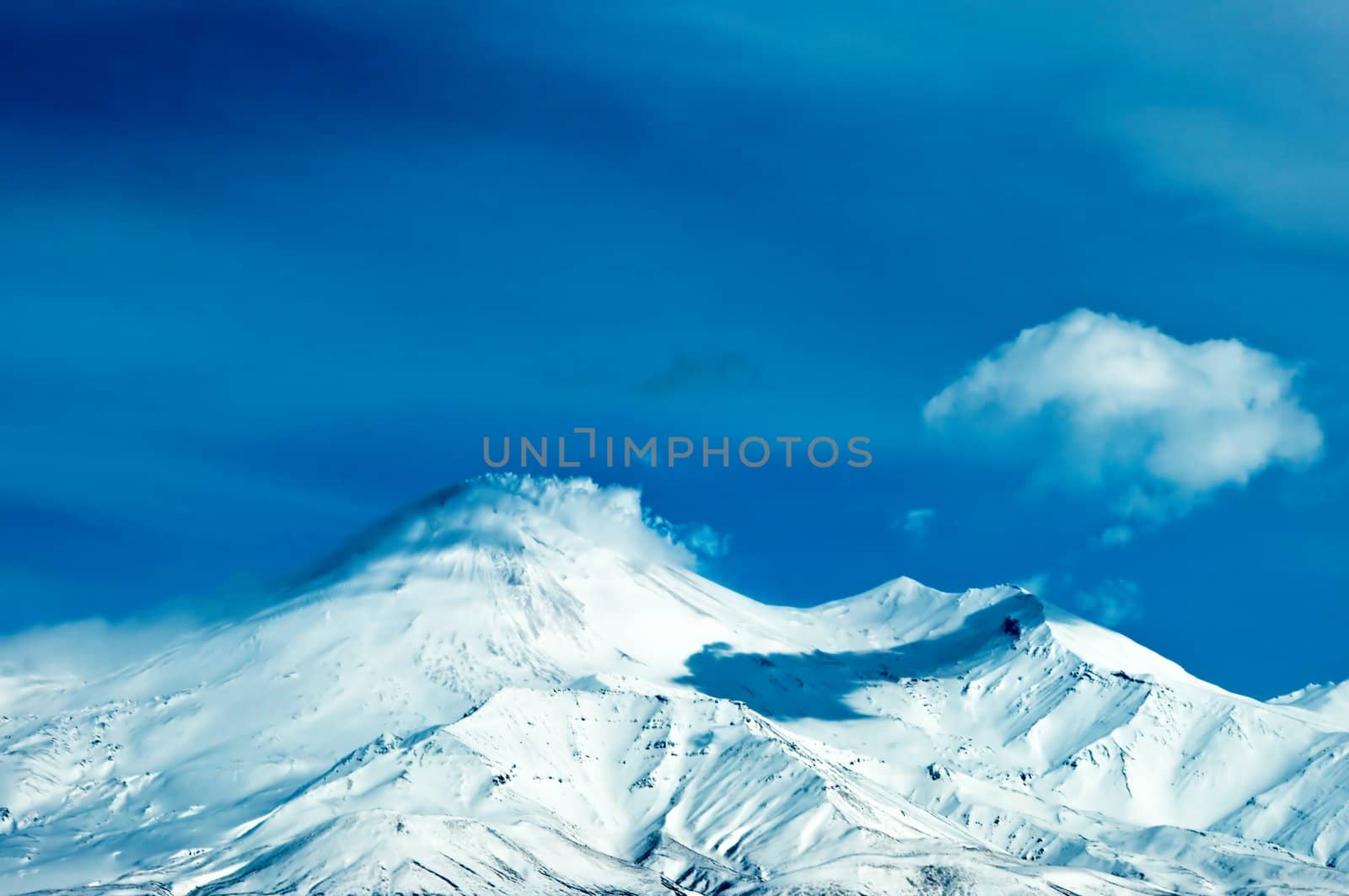 Volcano in a winter season on Kamchatka in Russia