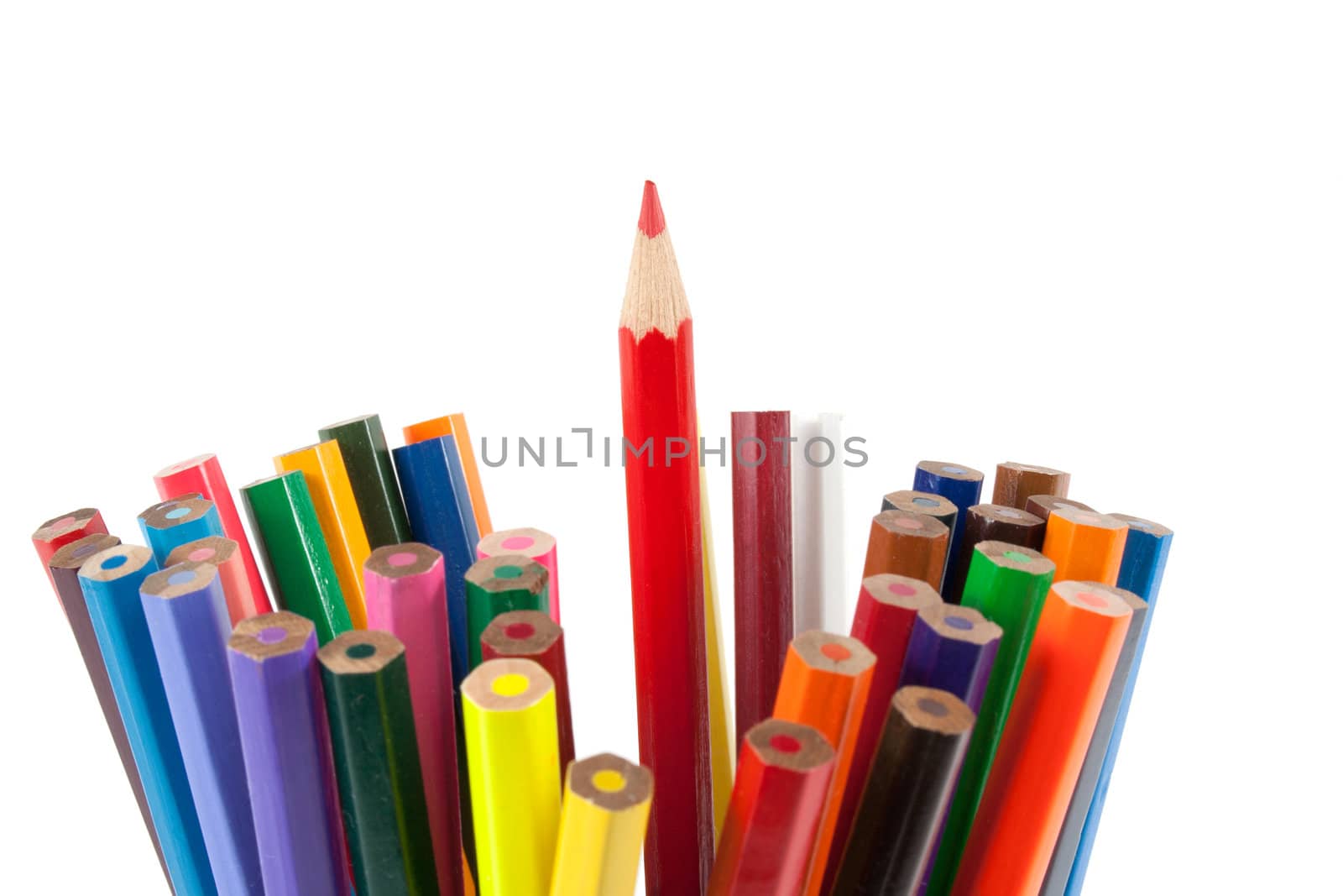 colored pencils, photo on the white background 