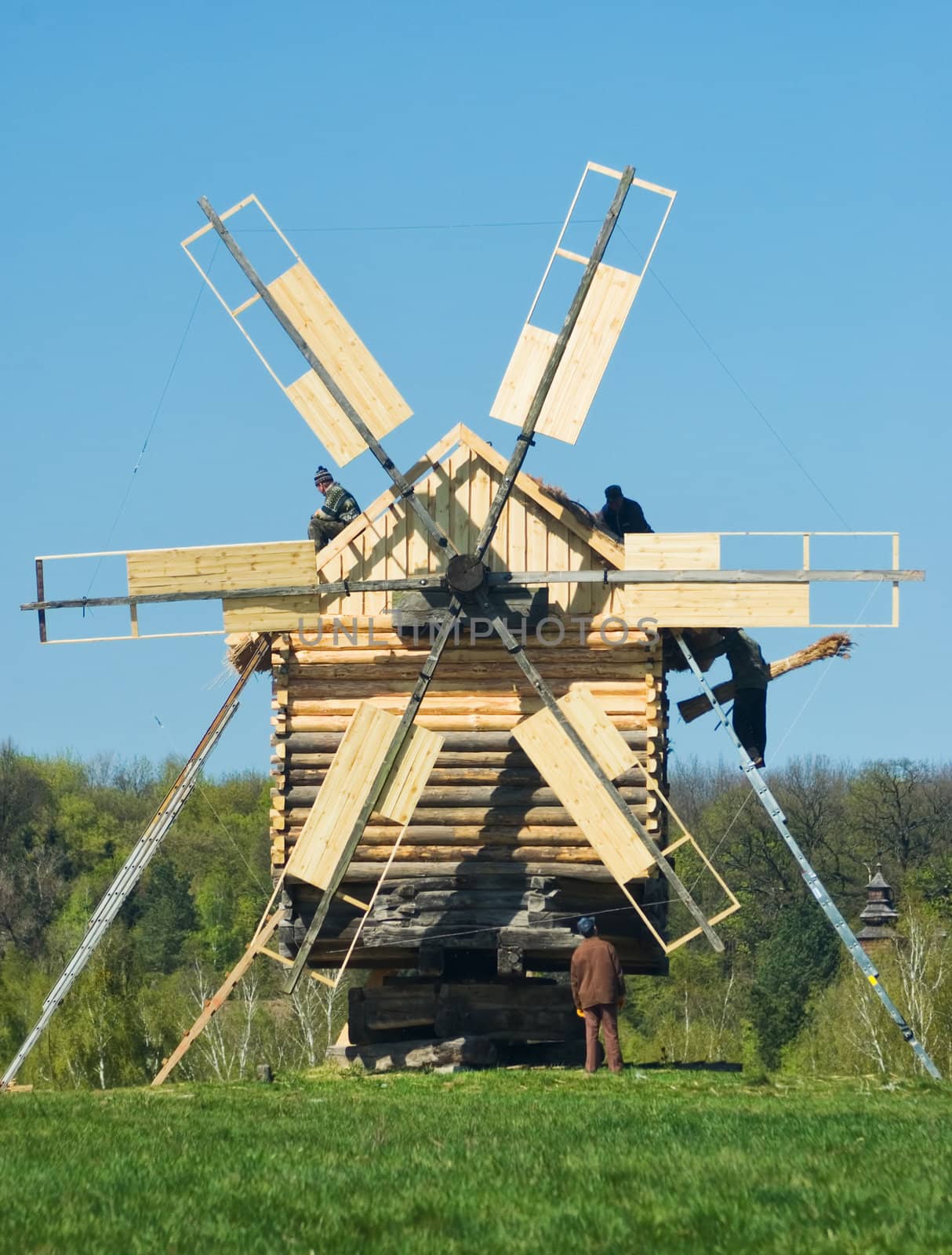 
Old wooden windmill at Pirogovo ethnographic museum, near Kyiv, Ukraine