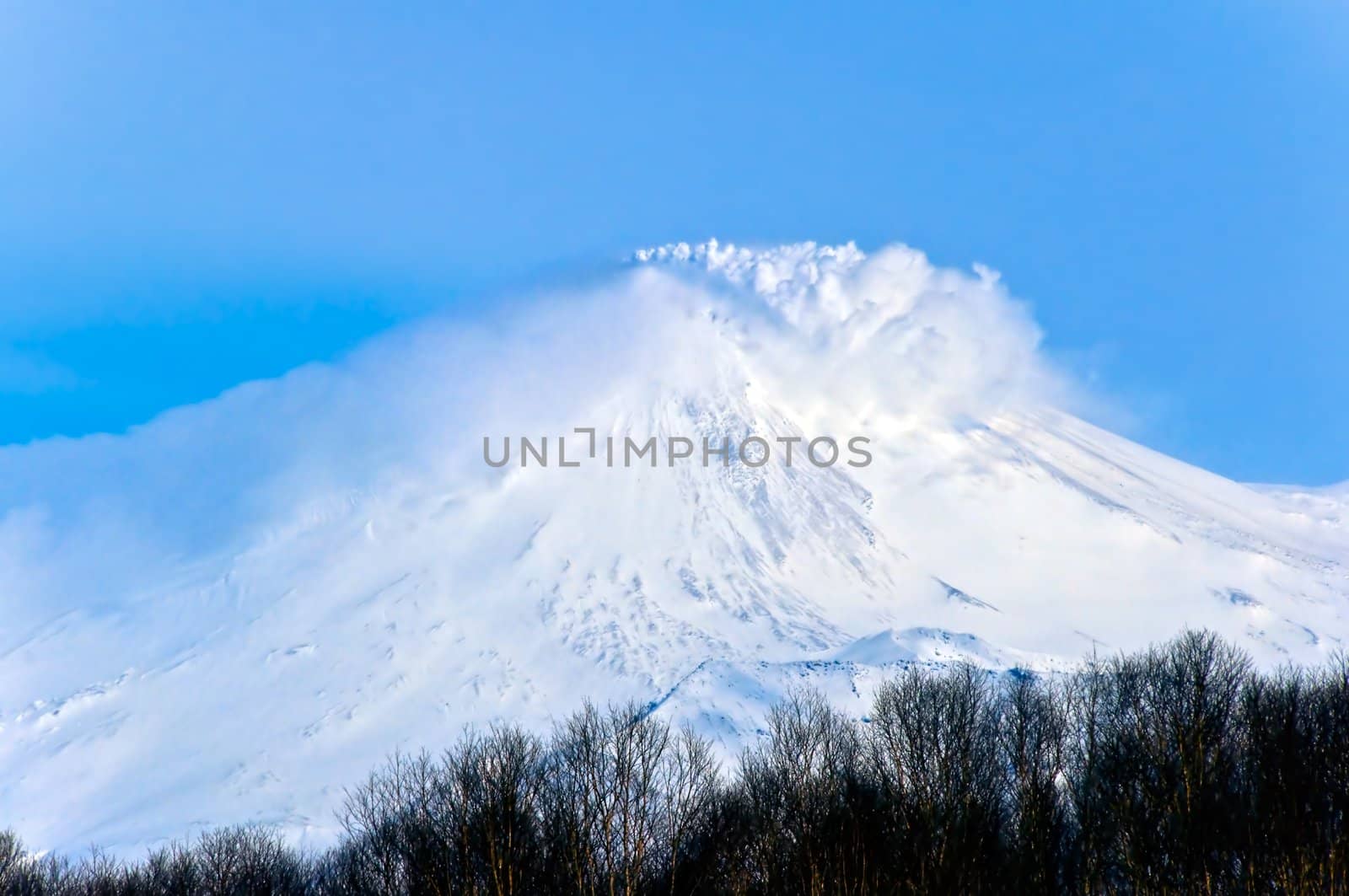 Volcano in a winter season on Kamchatka in Russia