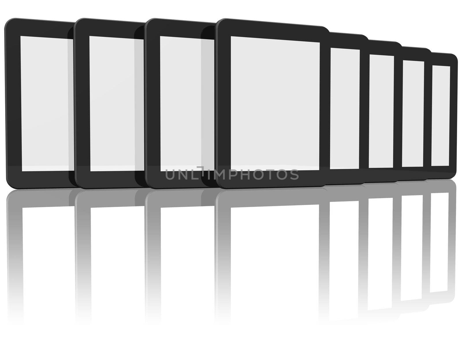 Group of Tablet Computers on white background