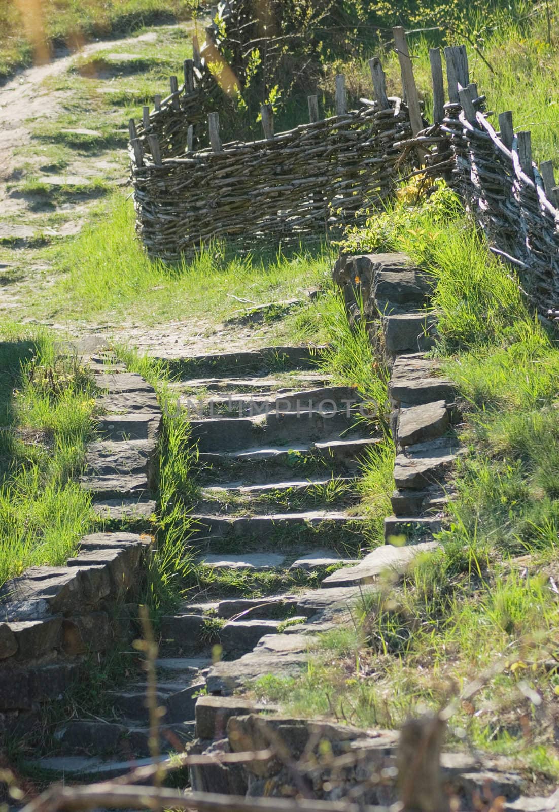 Old stone staircase in park