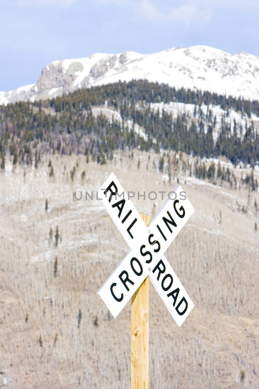 railroad crossing, Silverton, Colorado, USA