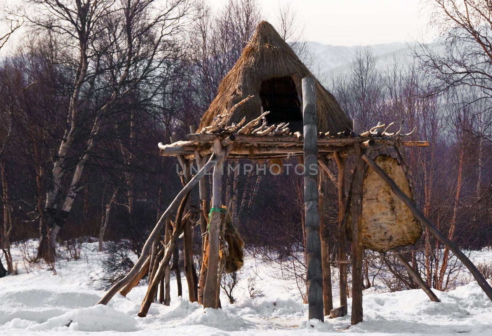 Aboriginals house of northern part of Russia on Kamchatka