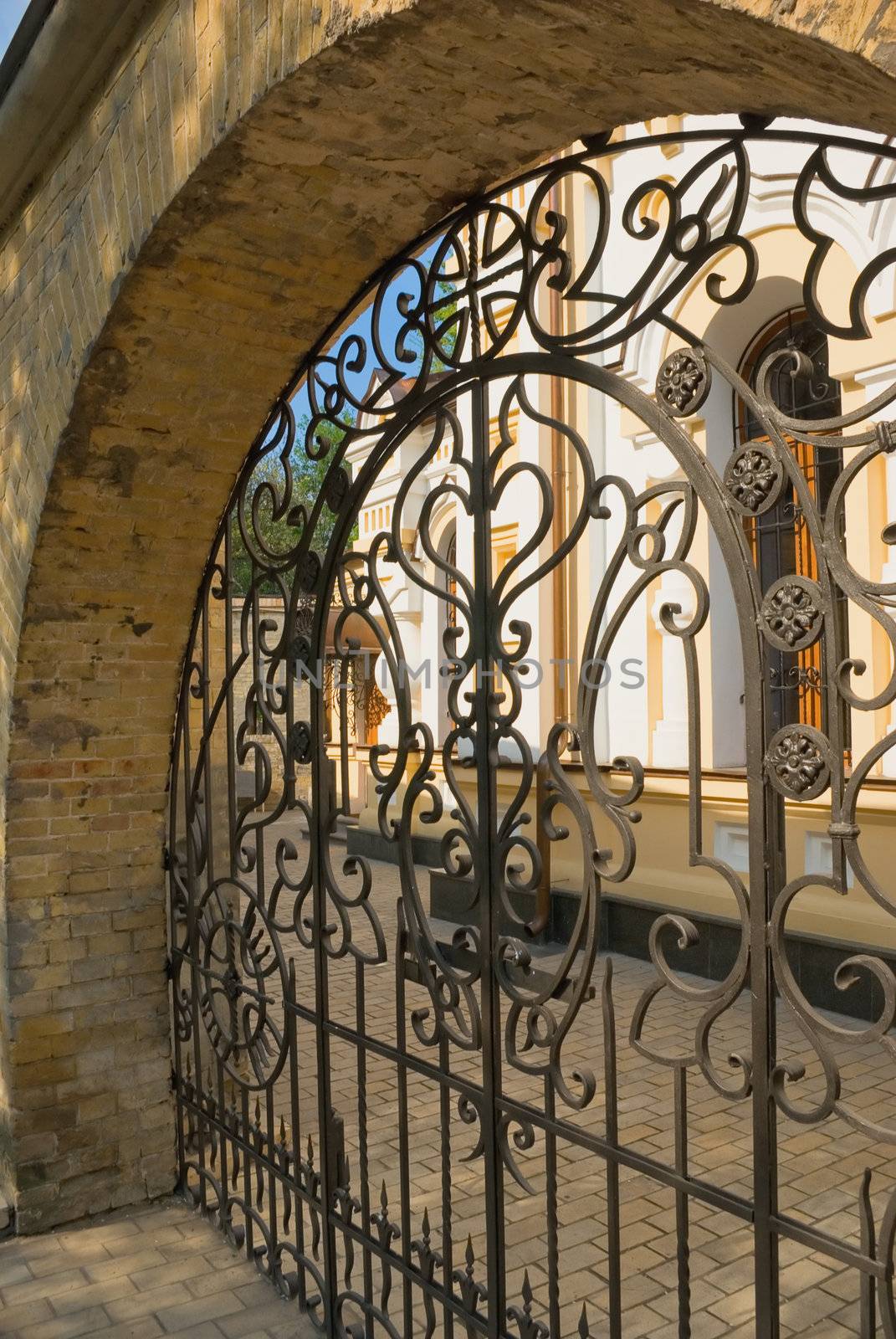 Stone wall and iron gate