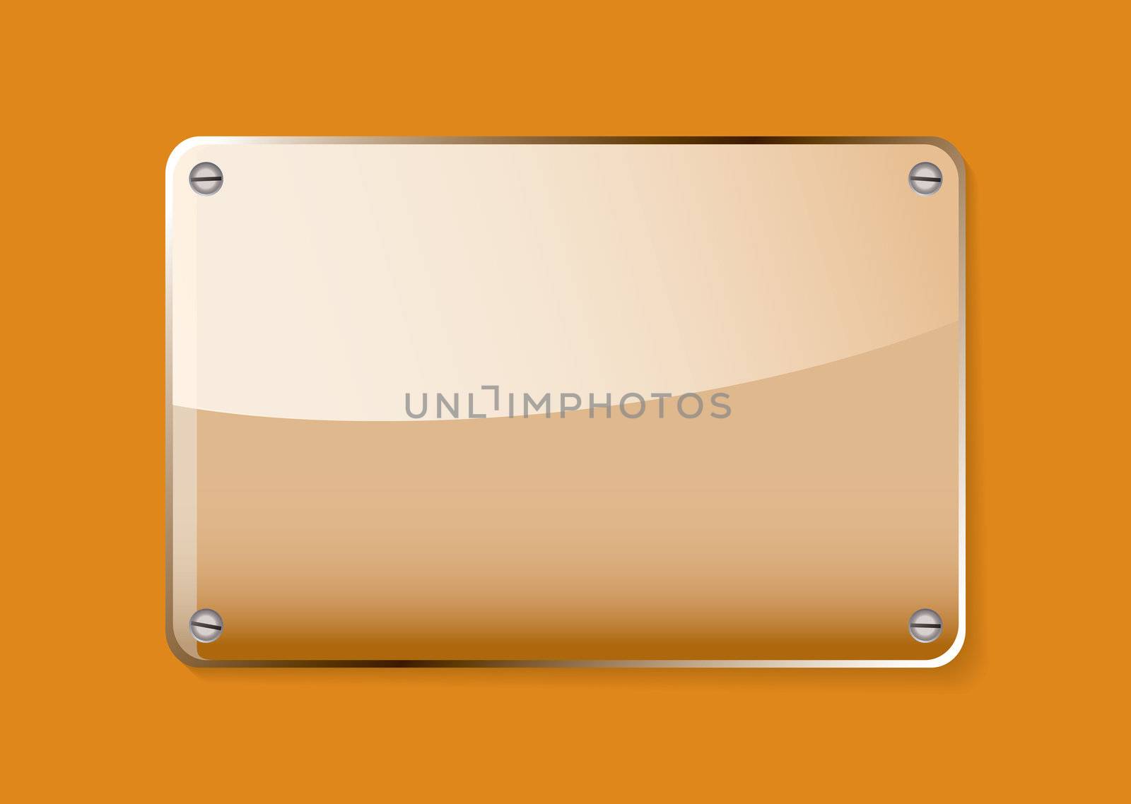 Glass name or company plate with orange background blank