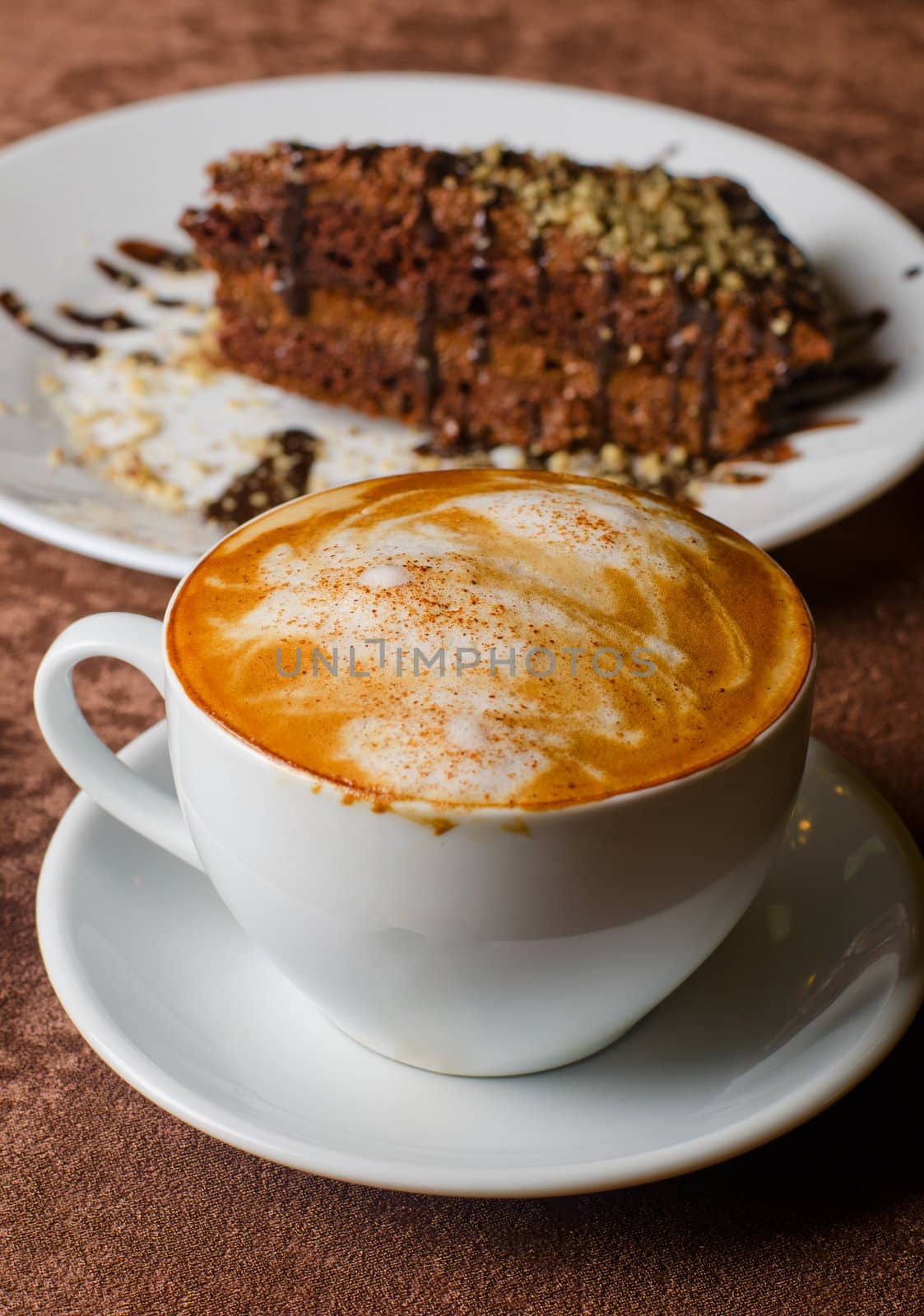 coffee and dessert cakes at the table