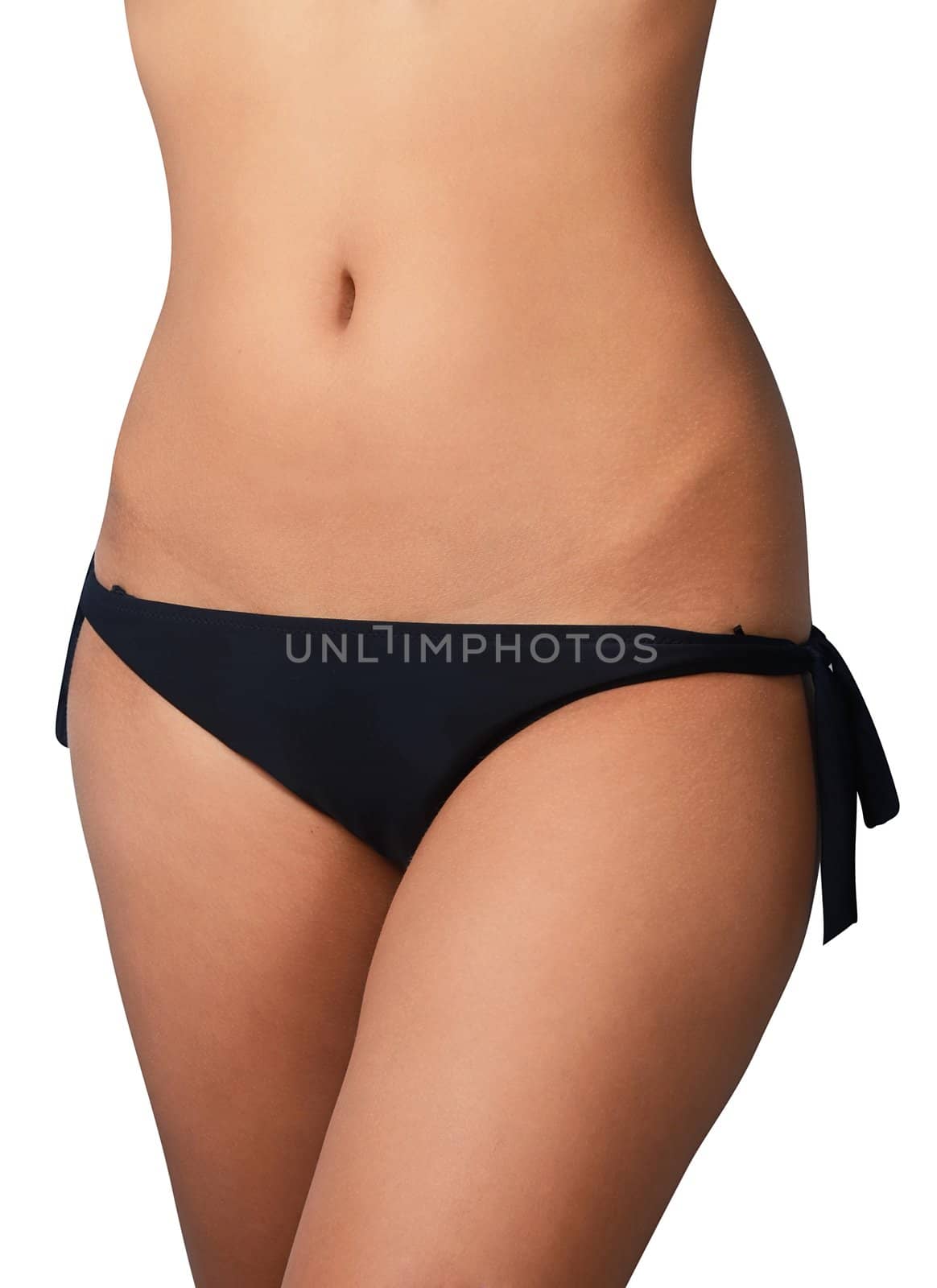 perfect woman body closeup on a white background