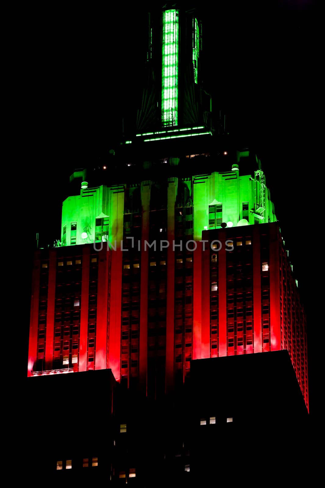 detail of The Empire State Building, Manhattan at night, New York City, USA