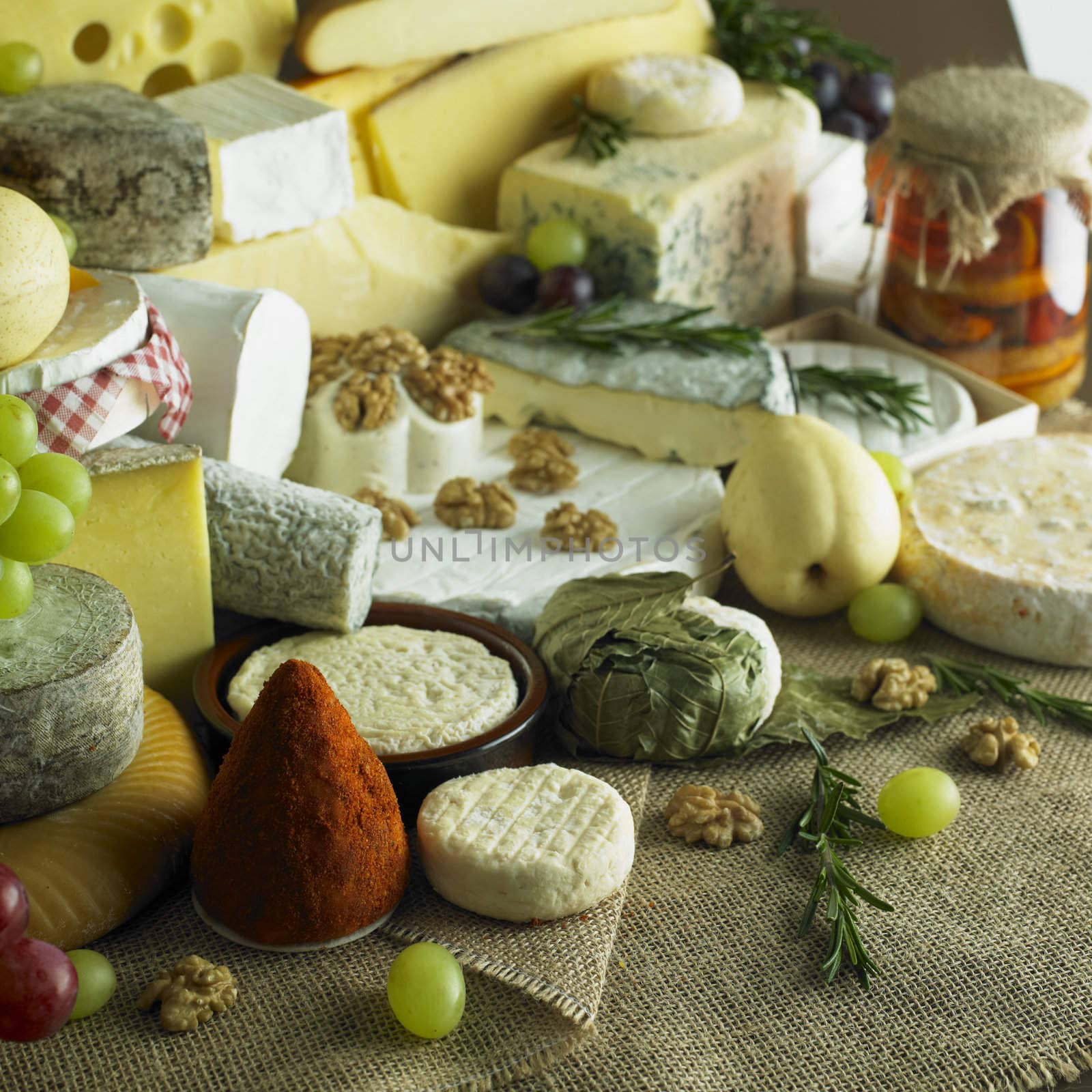 cheese still life with fruit