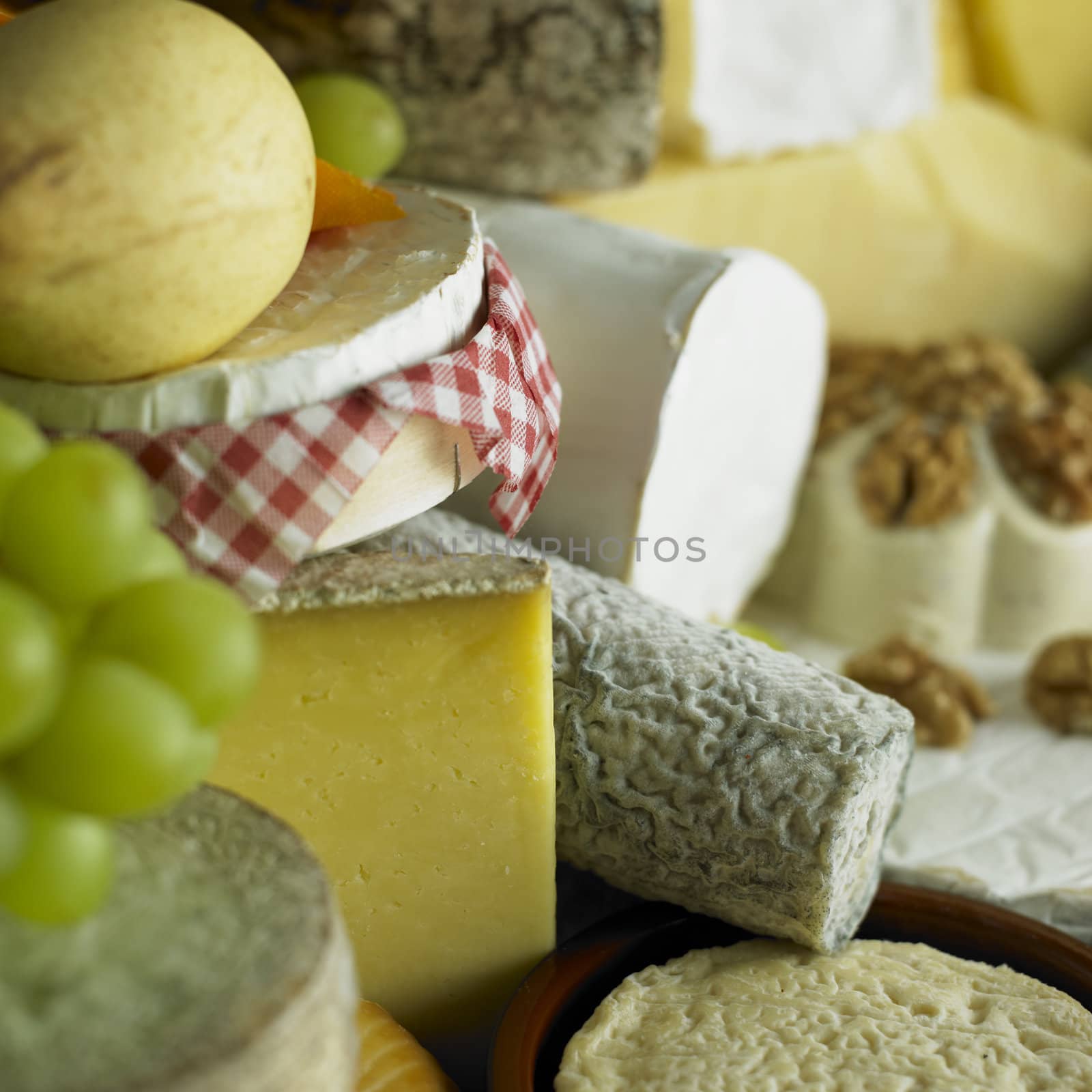 cheese still life with fruit