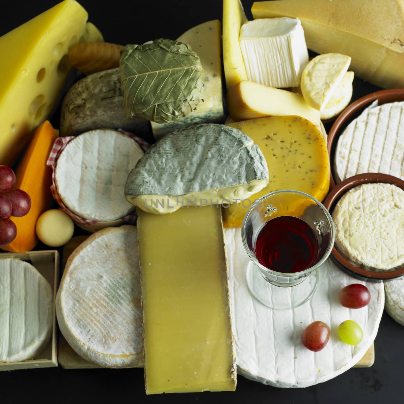 cheese still life with red wine