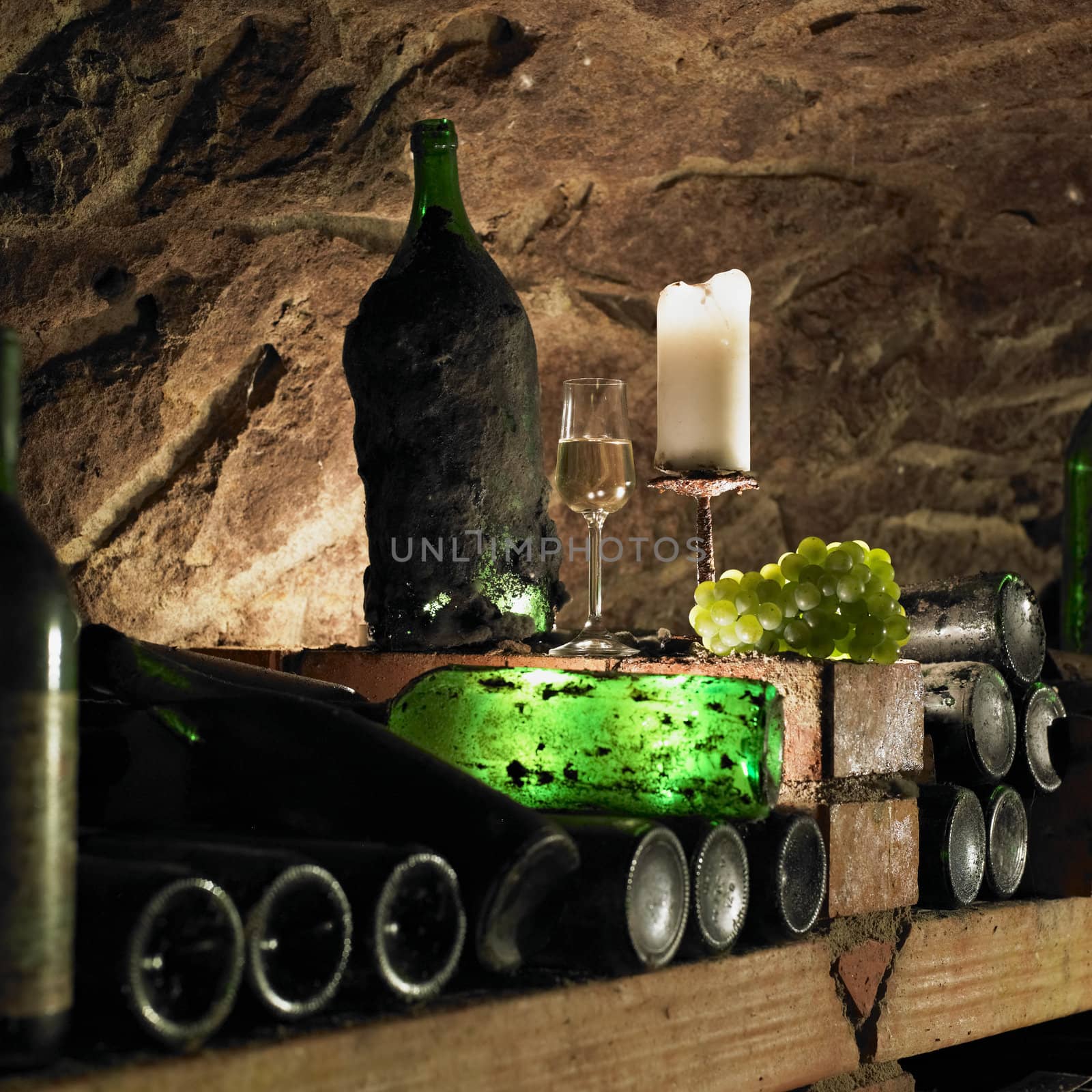 still life in wine cellar, Bily sklep rodiny Adamkovy, Chvalovice, Czech Republic