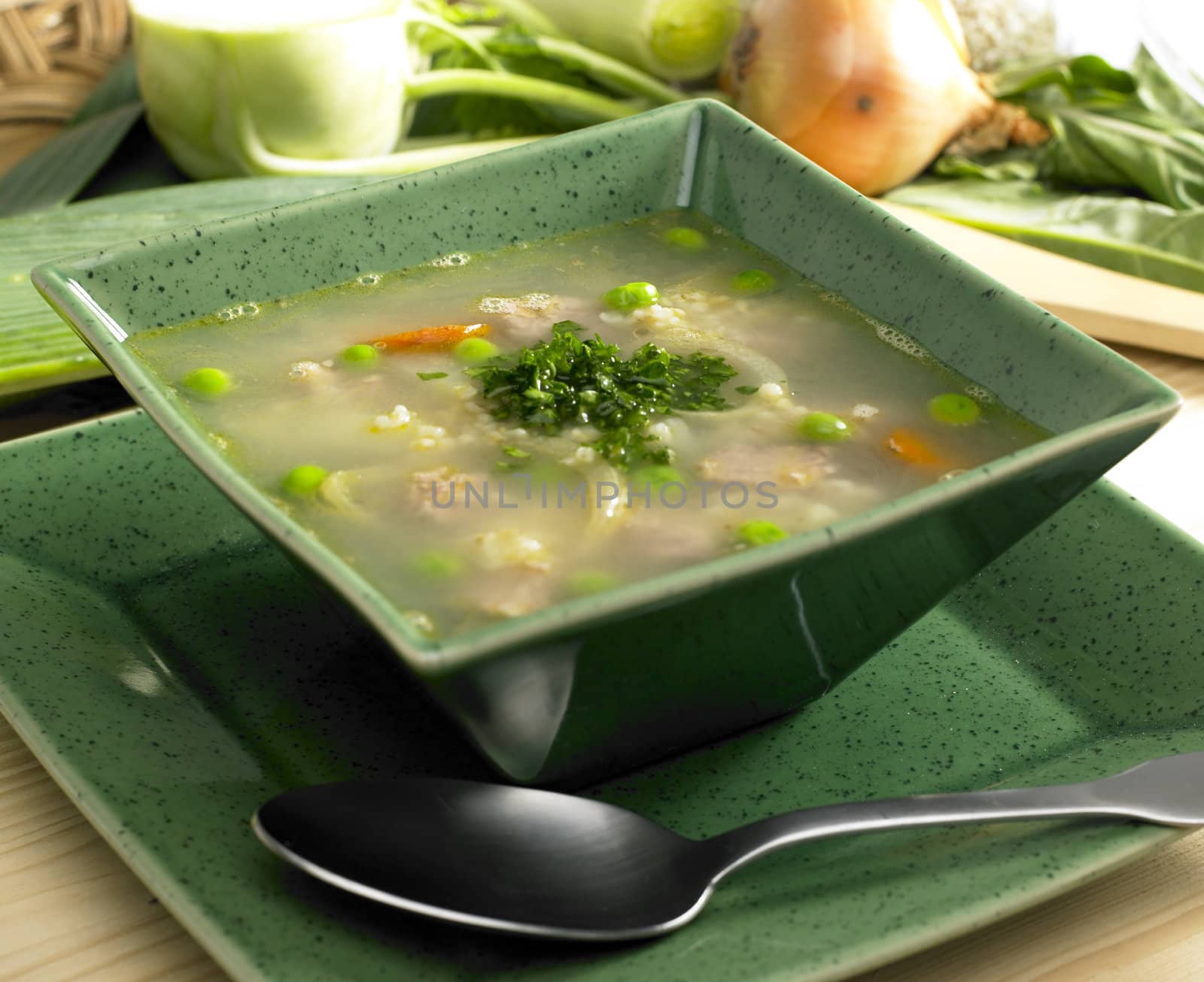 Scottish barley soup with lamb meat