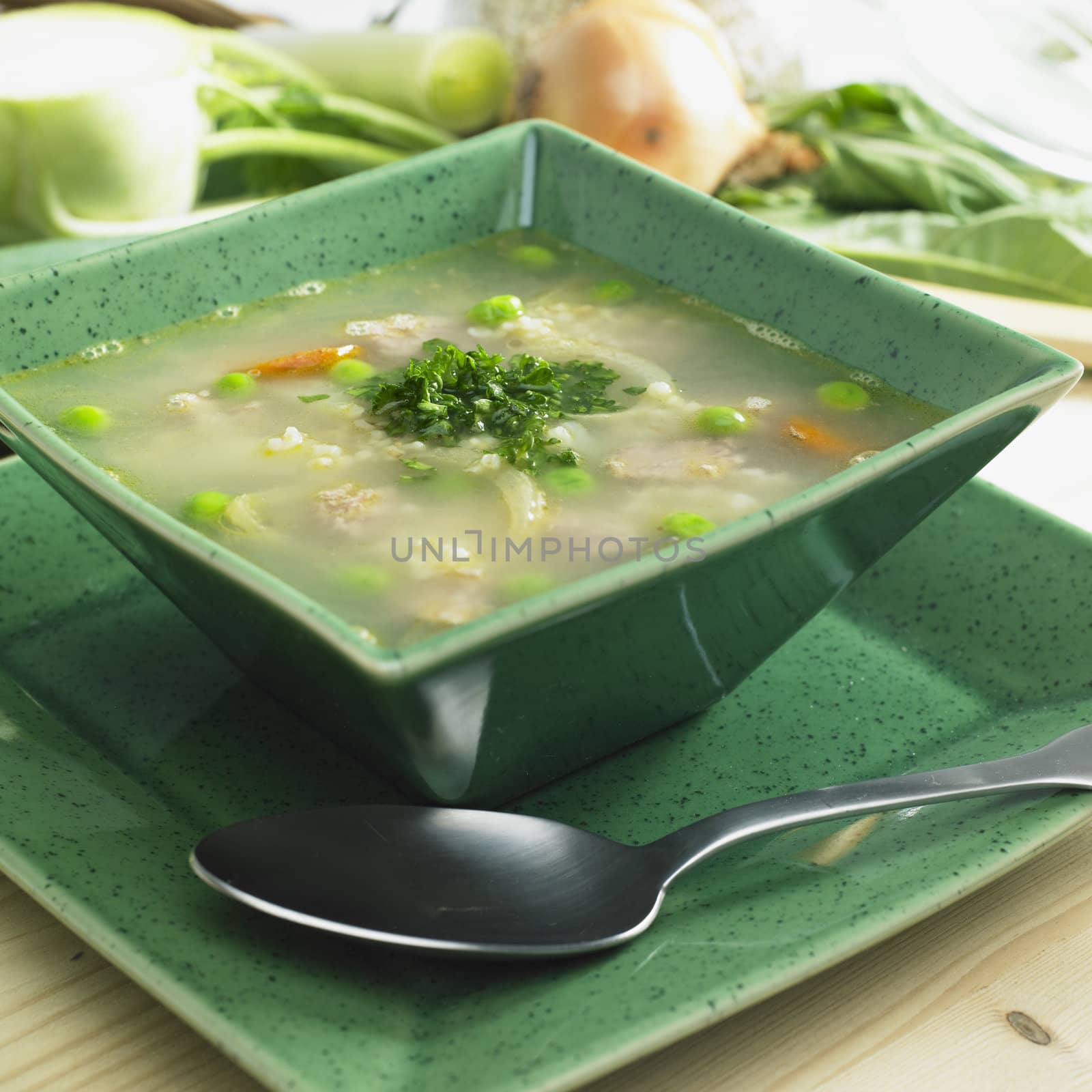 Scottish barley soup with lamb meat