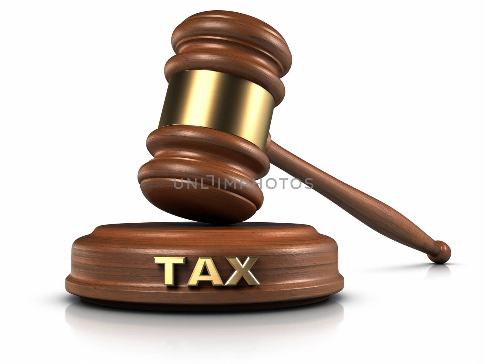 Gavel and "TAX" word writing on sound block.