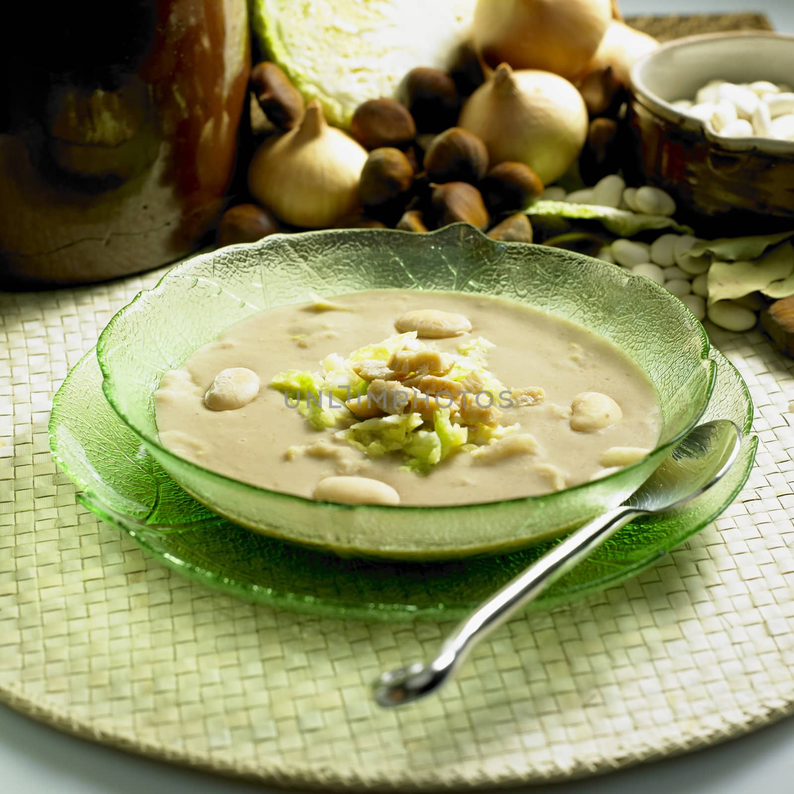 chestnut soup with savoy cabbage