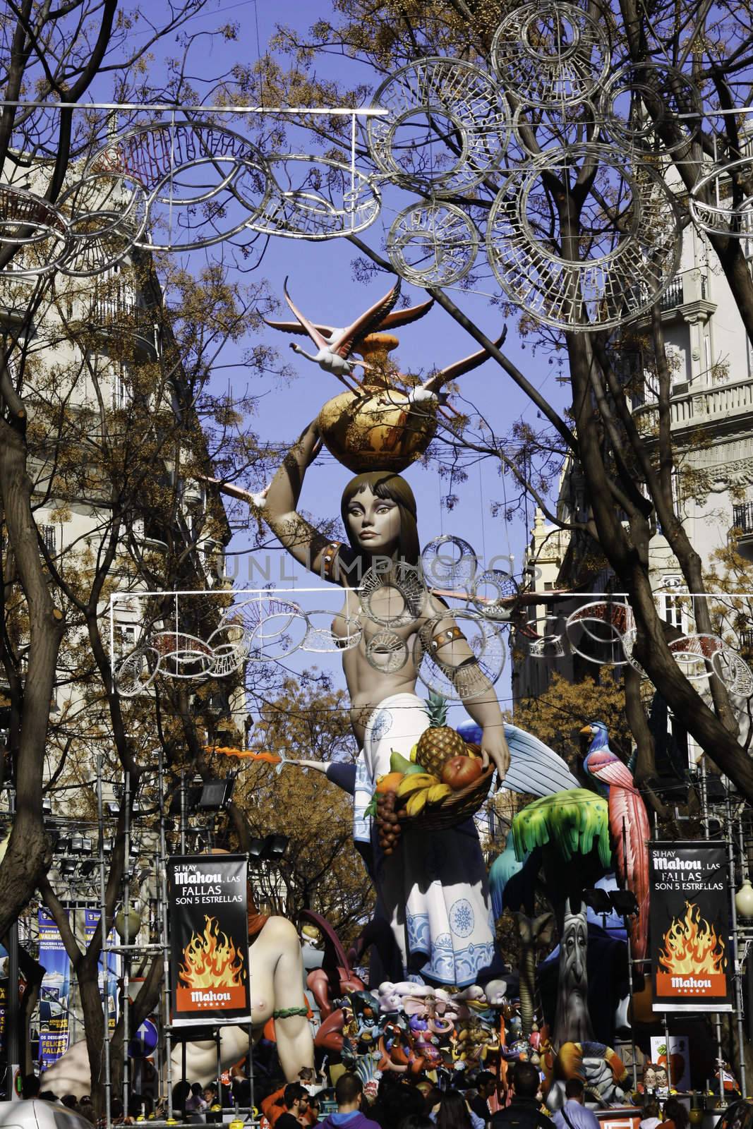 VALENCIA, SPAIN - MARCH 19:  The Falles (Las Fallas) is an internationally known fire celebration in Valencia, march 19, 2011 in Valencia, Spain. It is a  traditional celebration in praise of Saint Joseph.