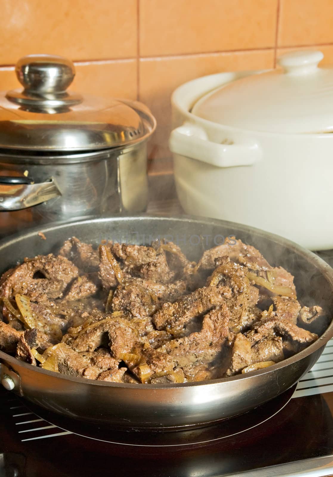 
Juicy pork roast in a pan