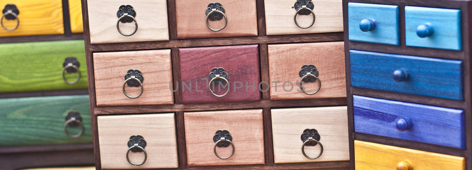 Colorful wooden pigeonholes