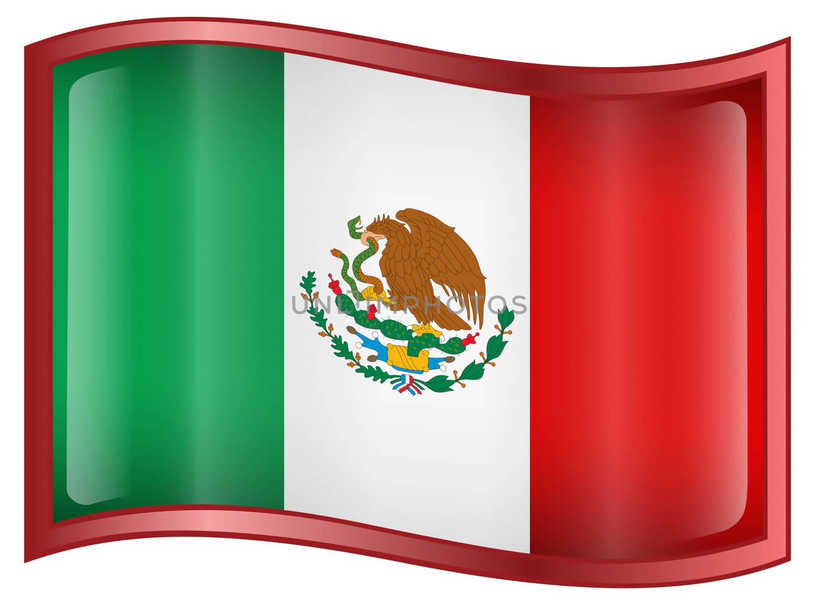 Mexico Flag Icon, isolated on white background.