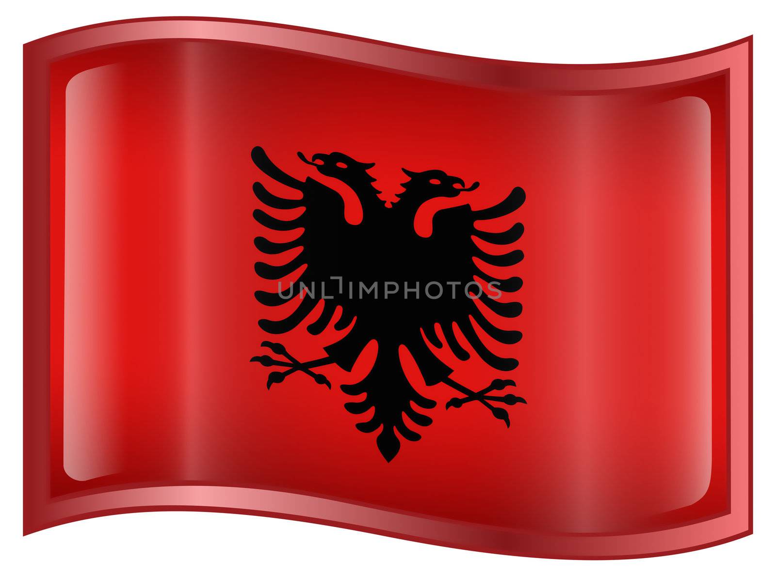 Albania Flag Icon, isolated on white background.