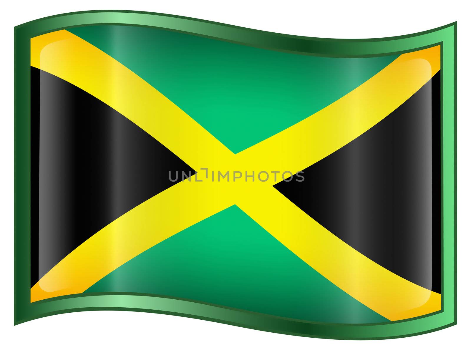 Jamaica Flag Icon, isolated on white background.