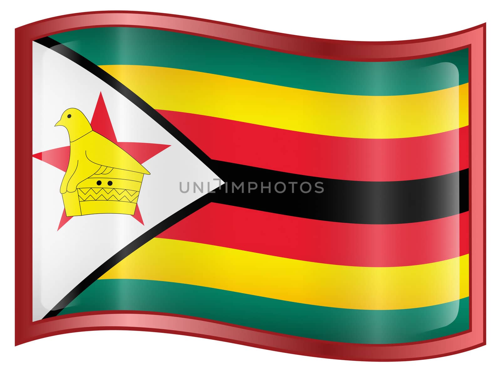 Zimbabwe Flag Icon, isolated on white background.