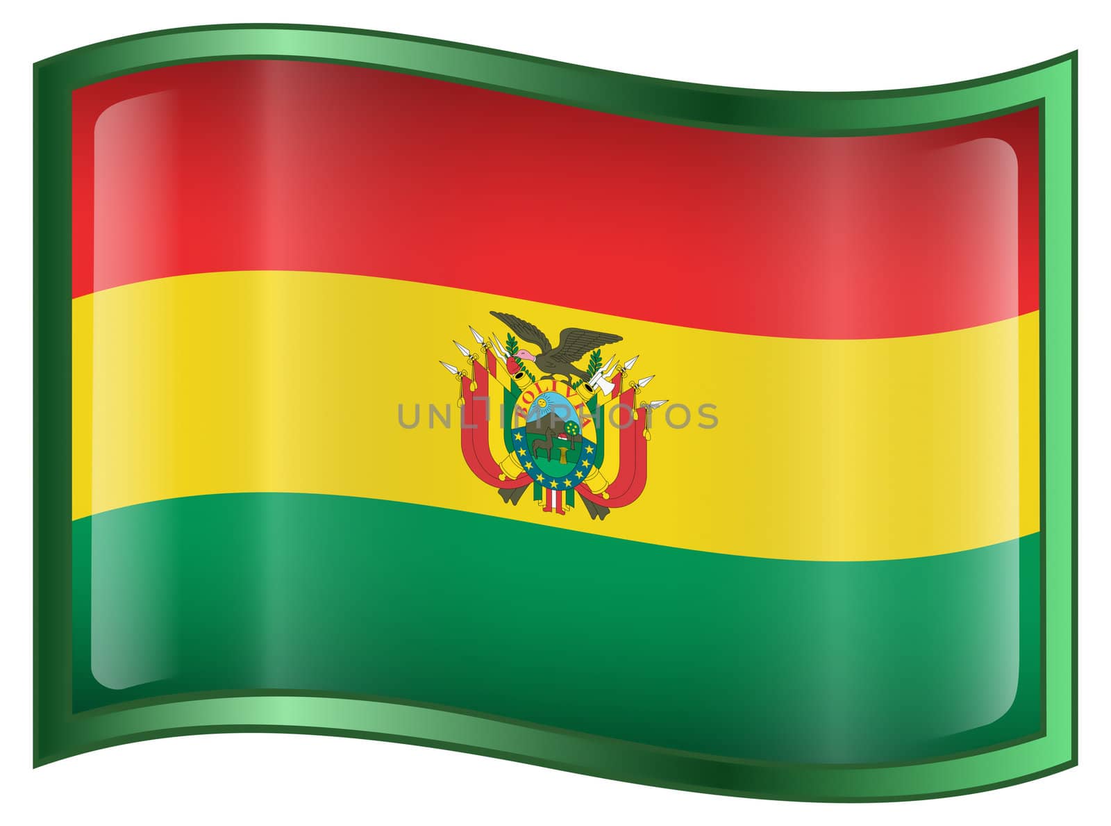 Bolivia Flag Icon, isolated on white background.