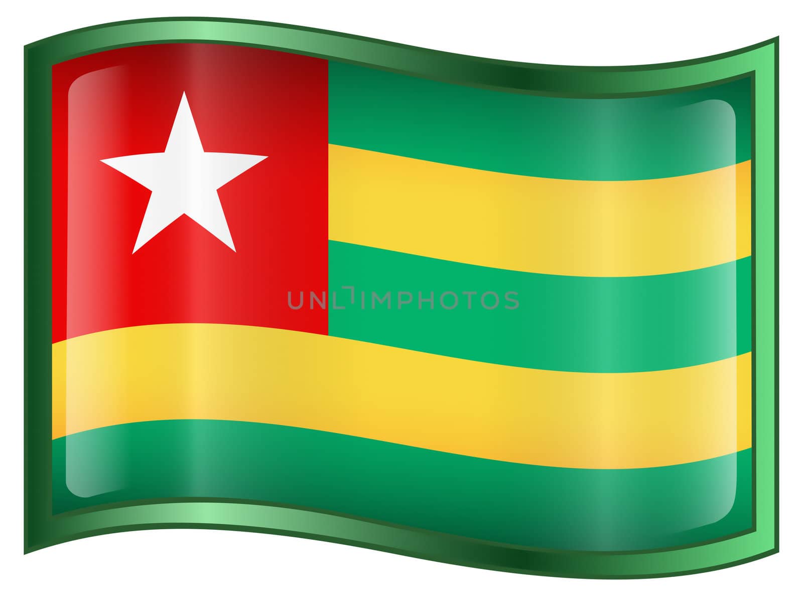 Togo Flag icon, isolated on white background.