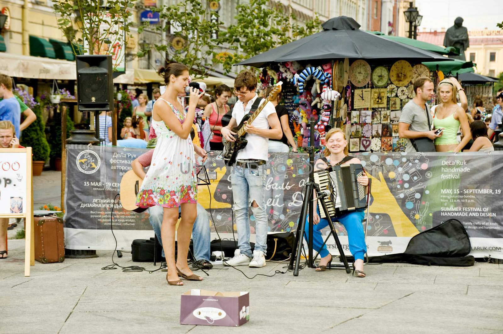 The street musicians in the St Petersburg, Russia