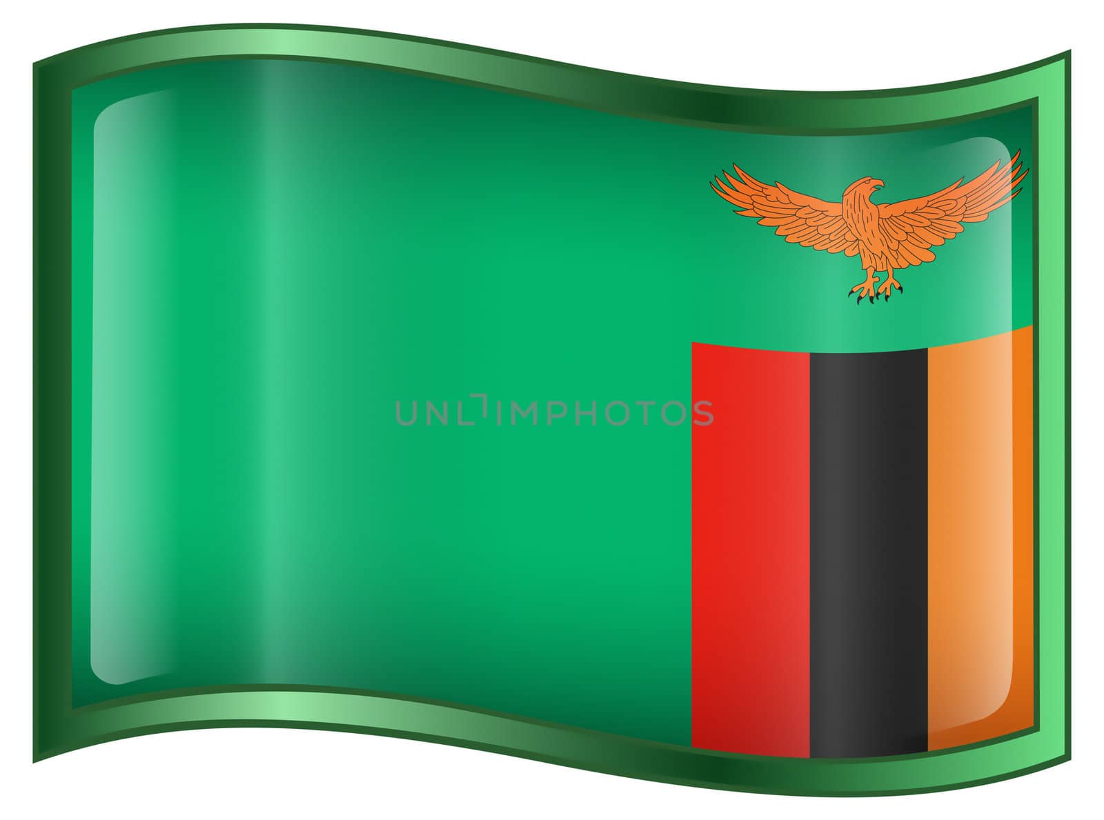 Zambia Flag icon, isolated on white background.