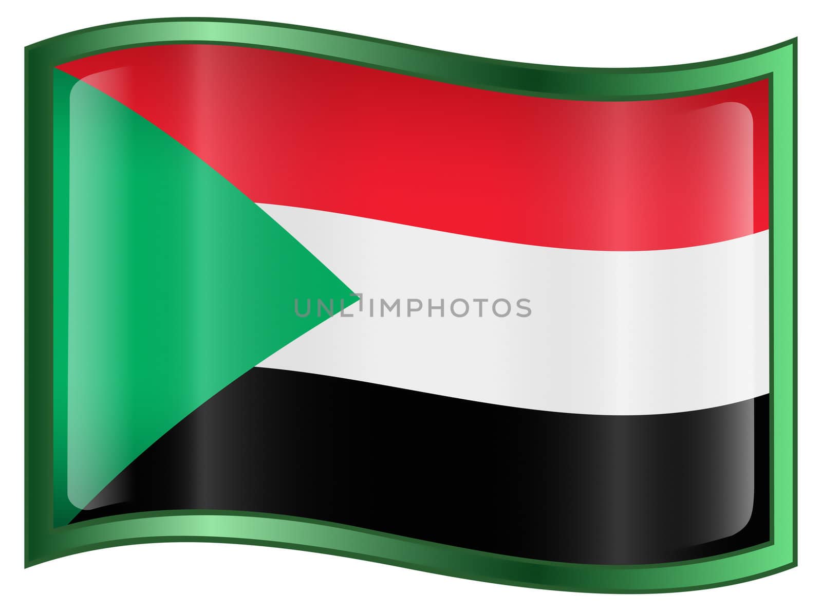 Sudan Flag Icon, isolated on white background.