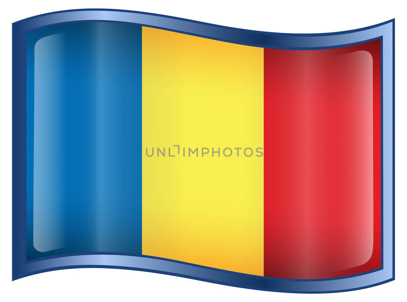 Romania Flag icon, isolated on white background.