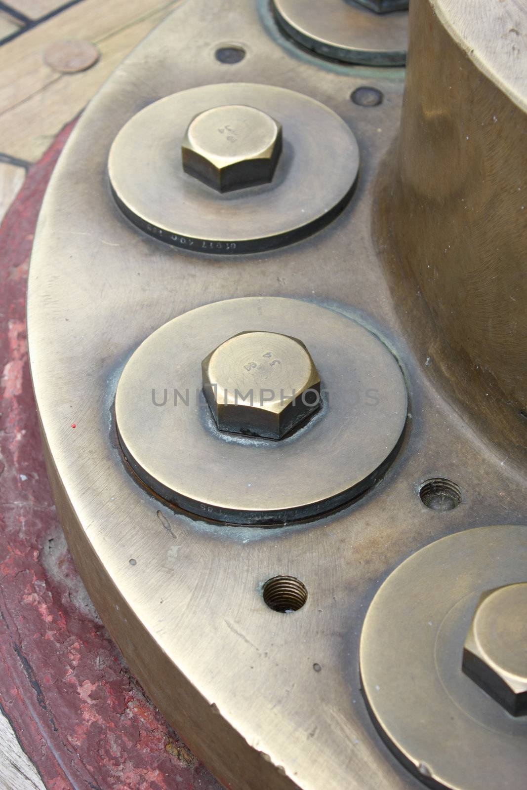 Fastening with the bolts to wood deck