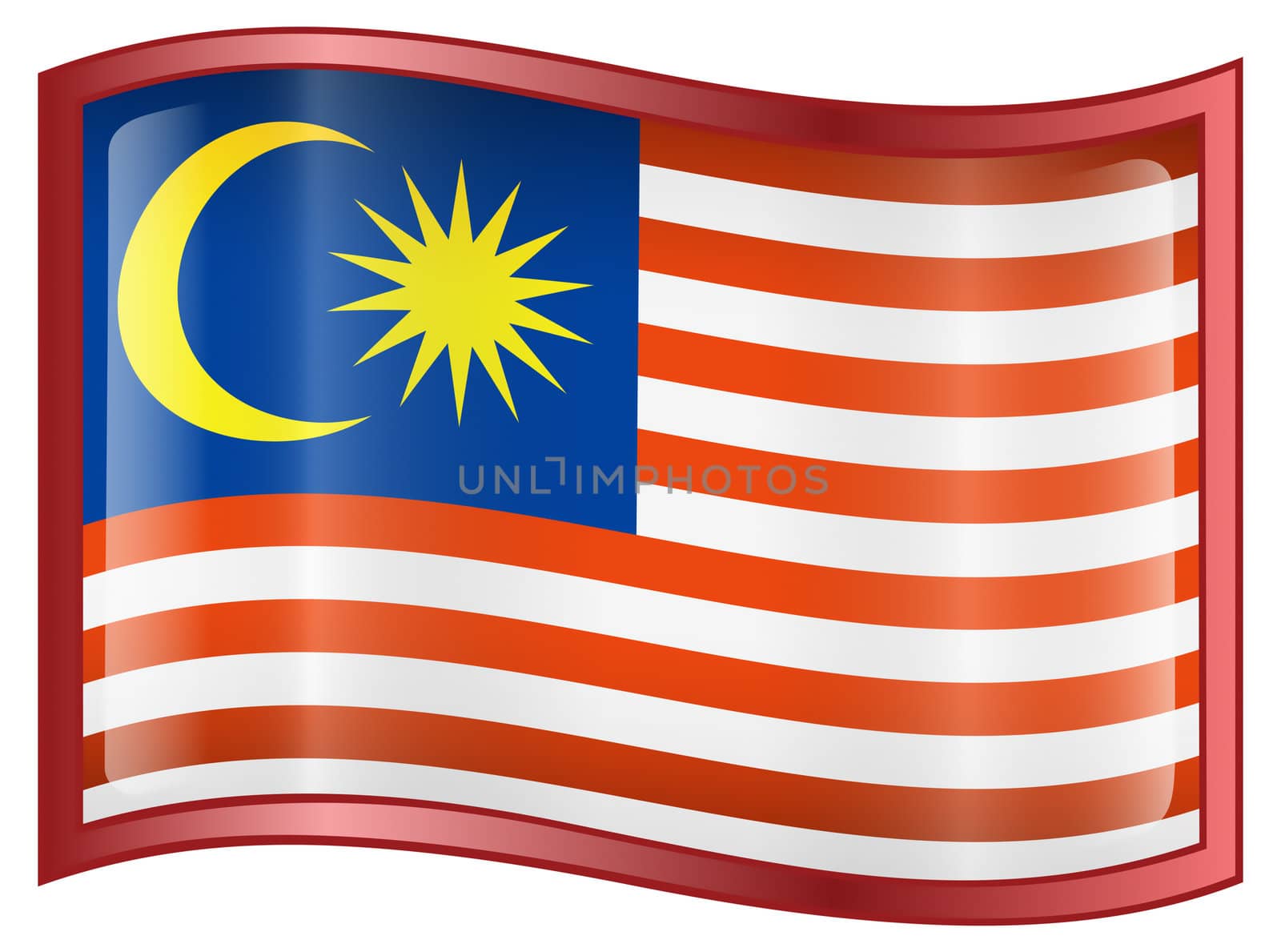 Malaysia Flag Icon, isolated on white background.