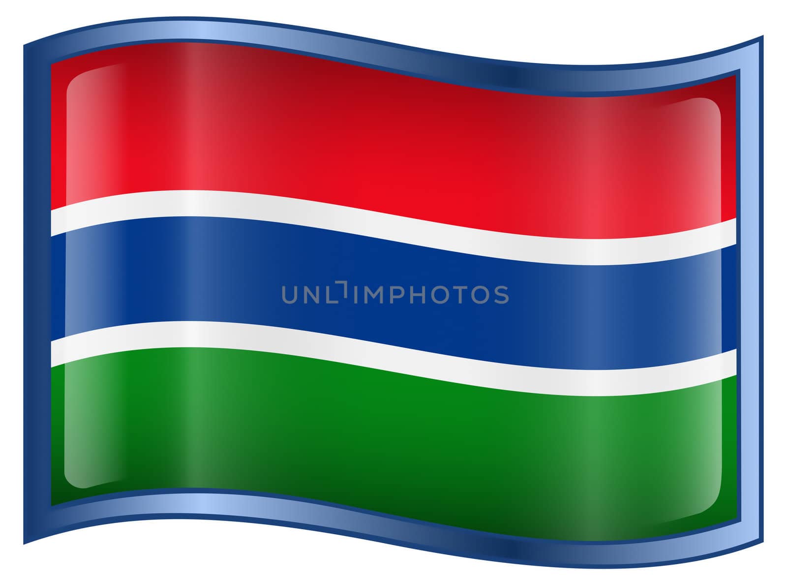 Gambia Flag Icon, isolated on white background.