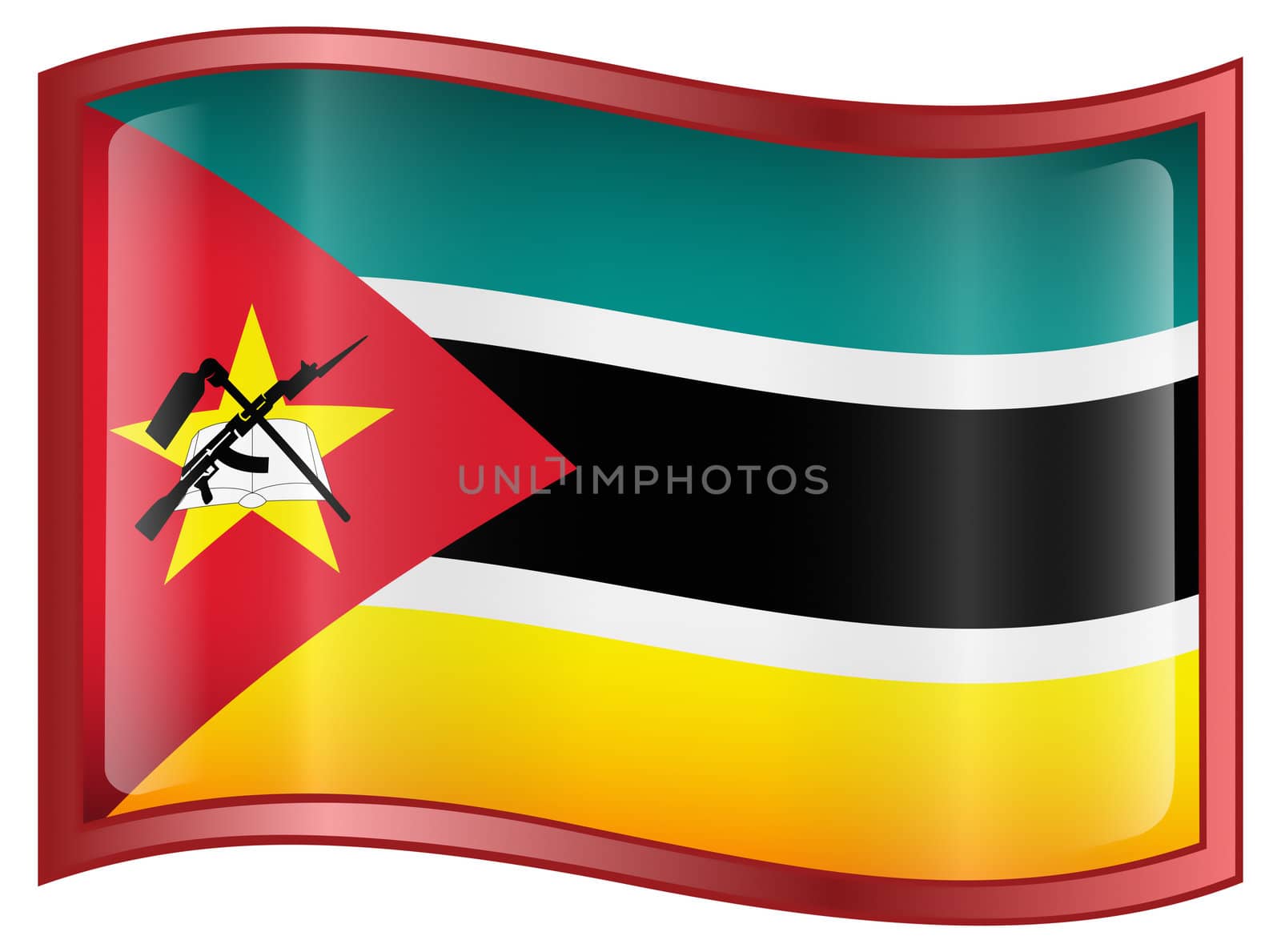Mozambique Flag Icon, isolated on white background.