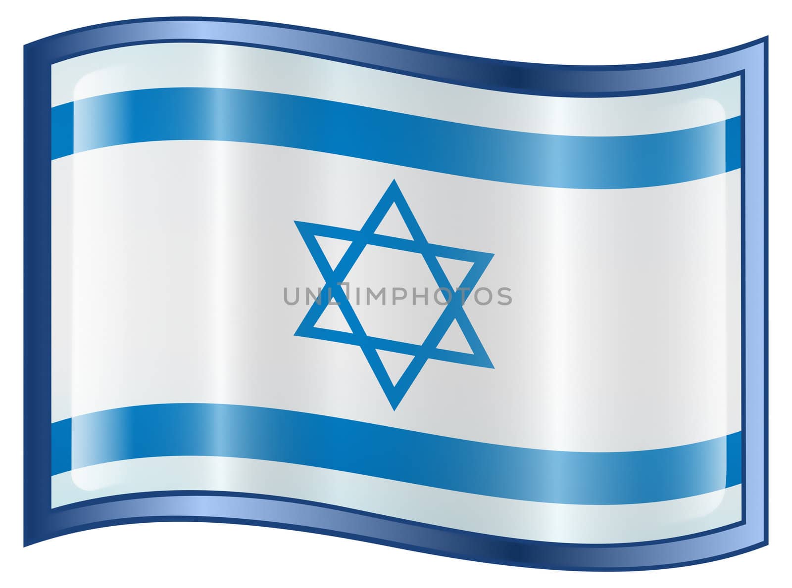 Israeli Flag icon, isolated on white background.