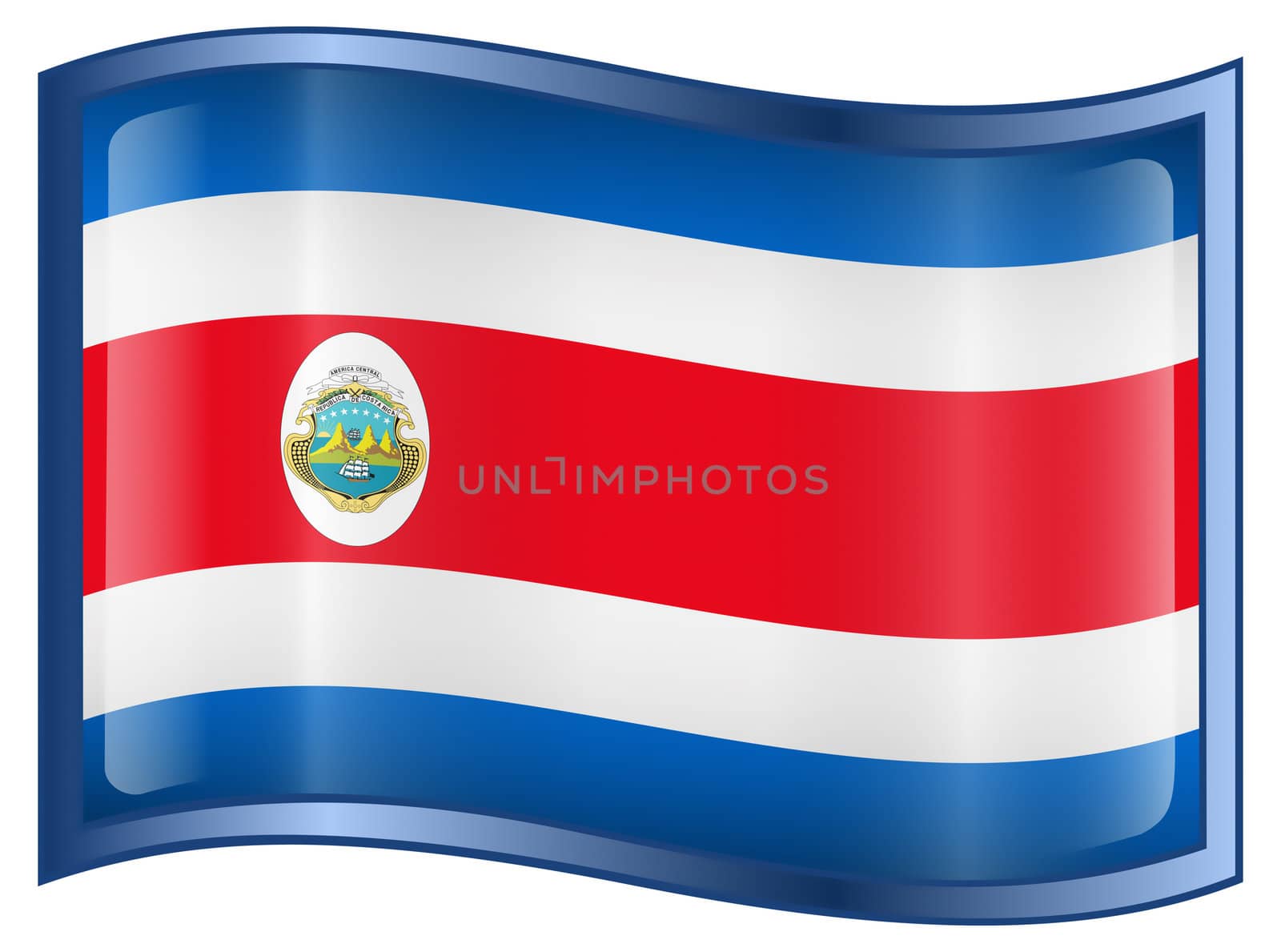 Costa Rica flag icon, isolated on white background.