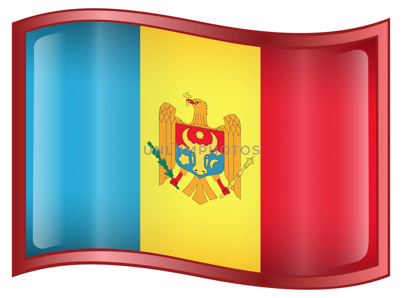 Moldova Flag icon, isolated on white background.