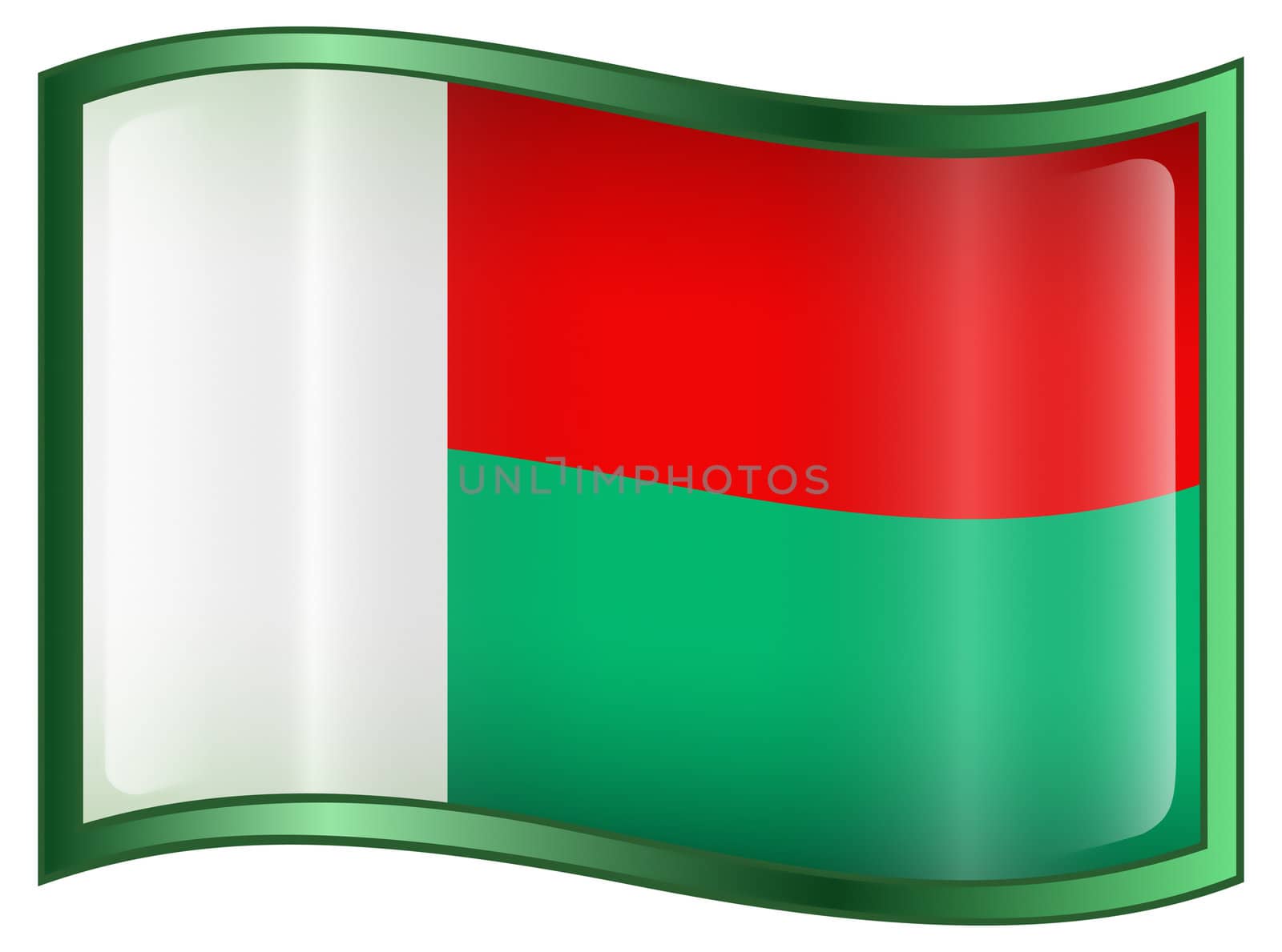 Madagascar Flag icon, isolated on white background.
