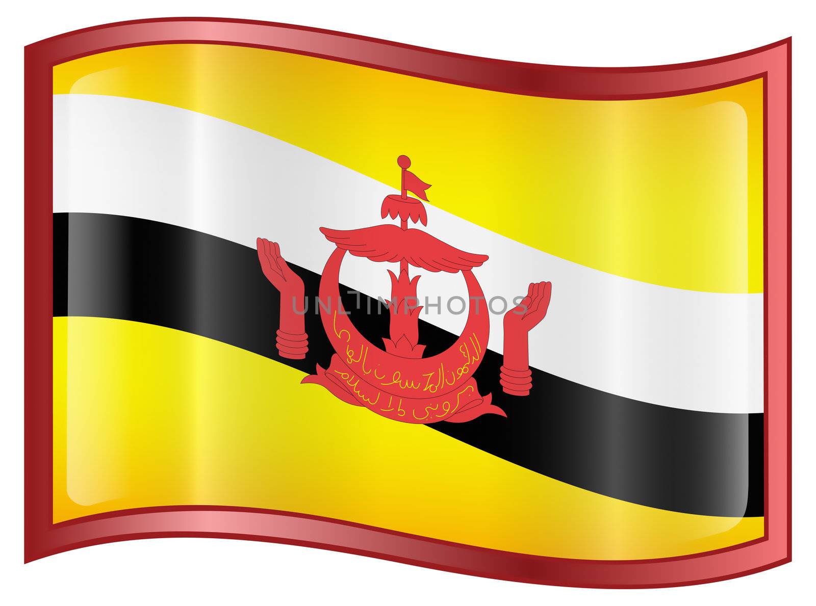 Brunei Flag icon, isolated on white background.