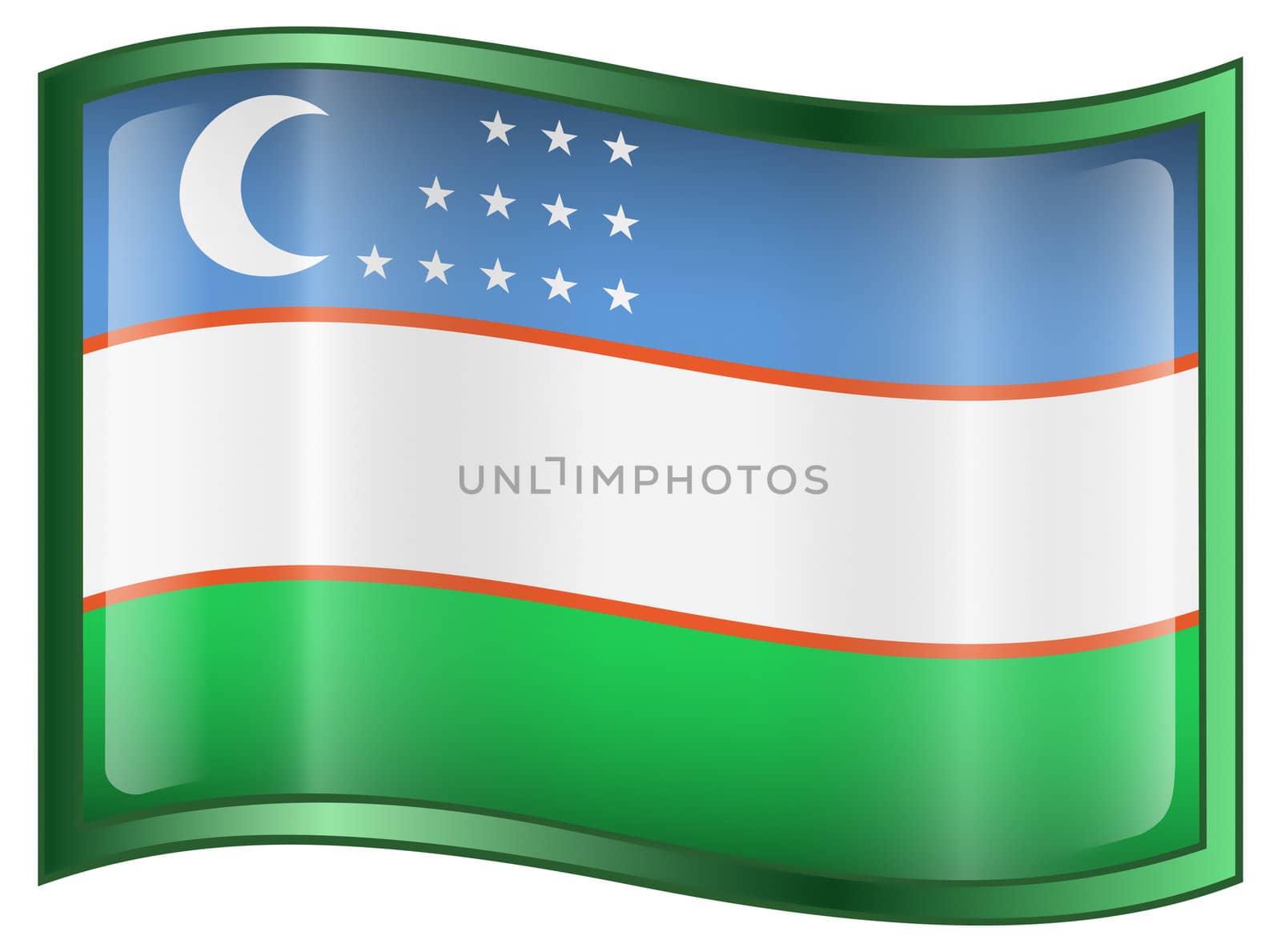 Uzbekistan Flag icon, isolated on white background.