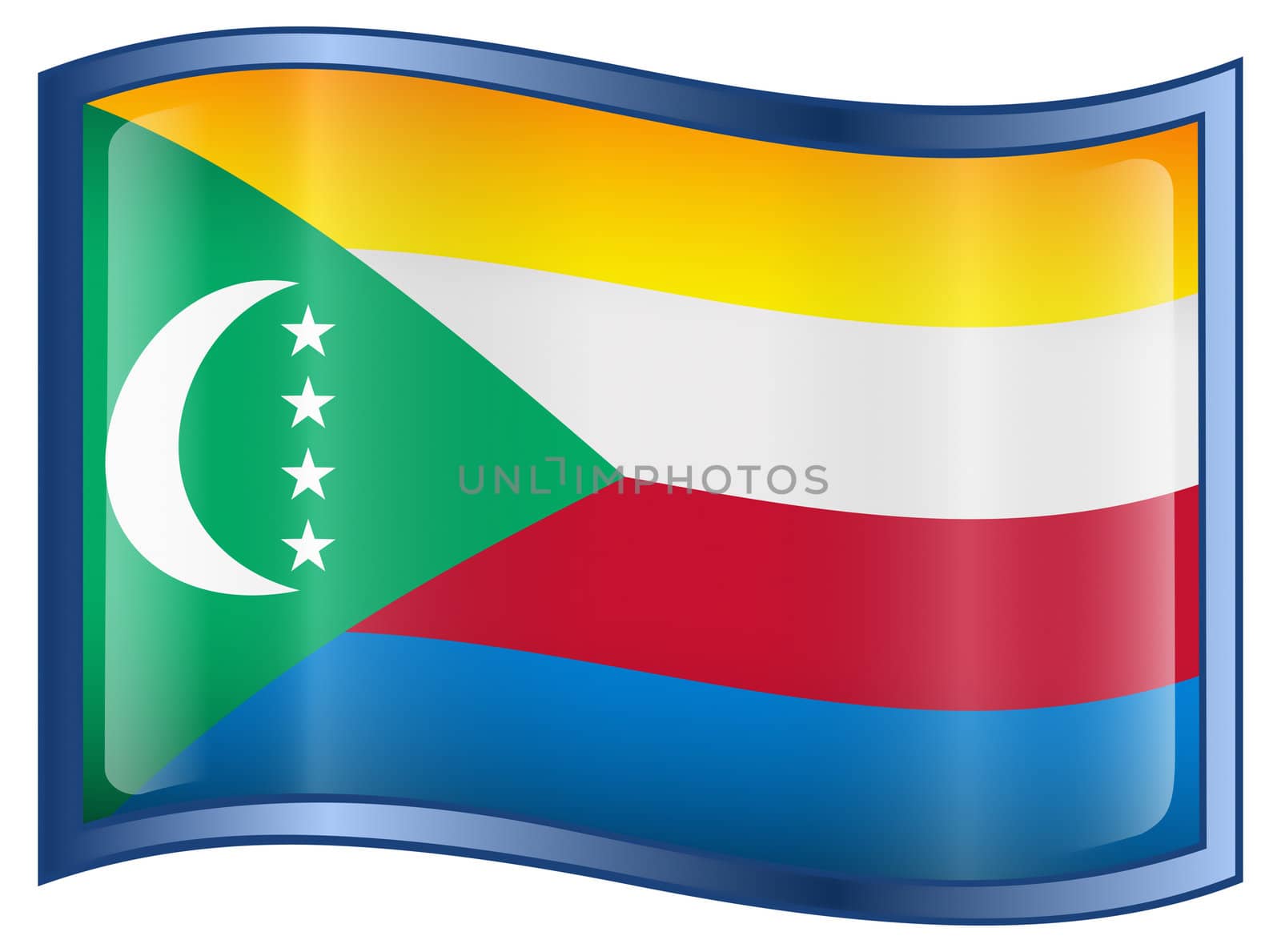 Comoros Flag icon, isolated on white background.