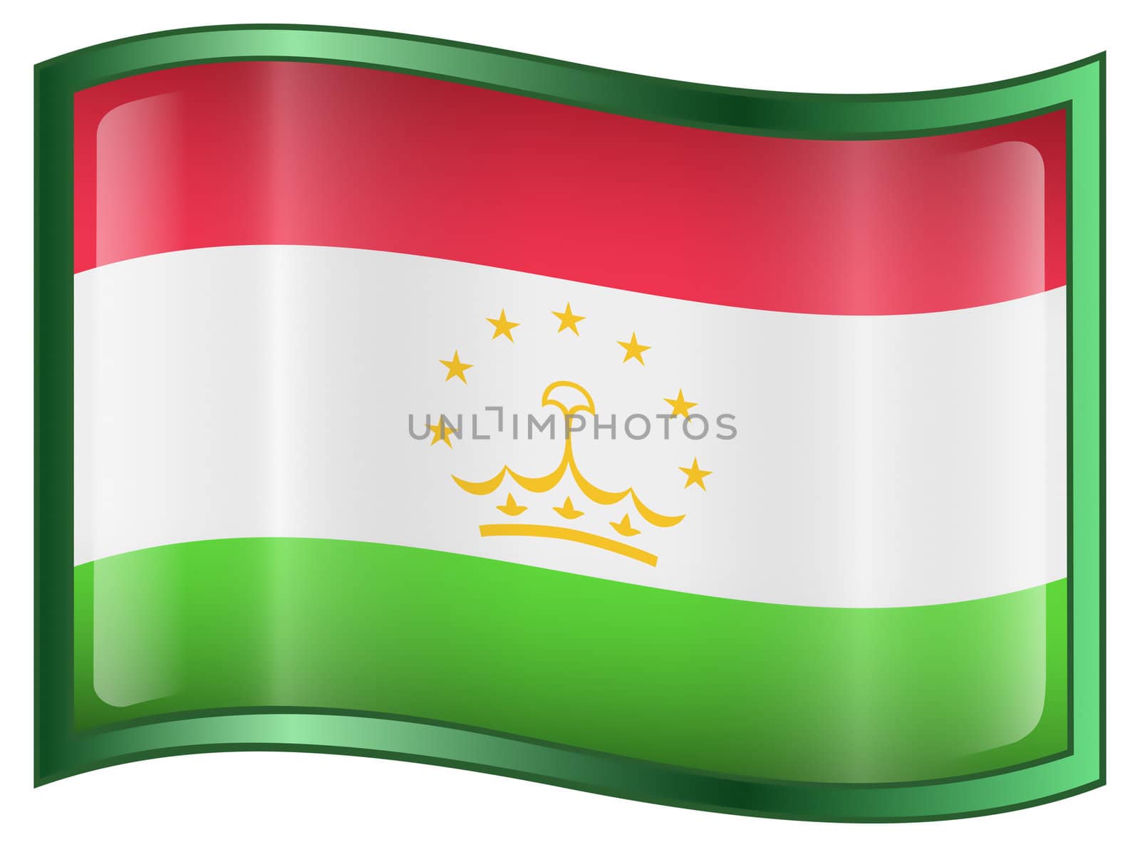 Tajikistan Flag icon, isolated on white background.